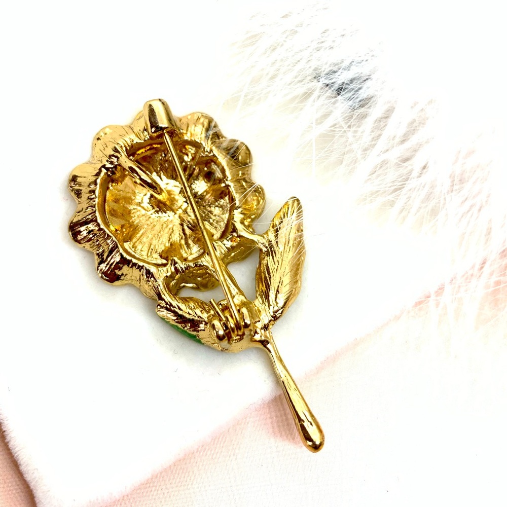 Sunflower Rhinestone Flower Brooch - Picture 2 of 3
